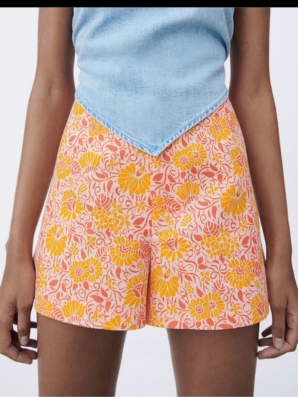 Zara Pink & Orange Floral Shorts
